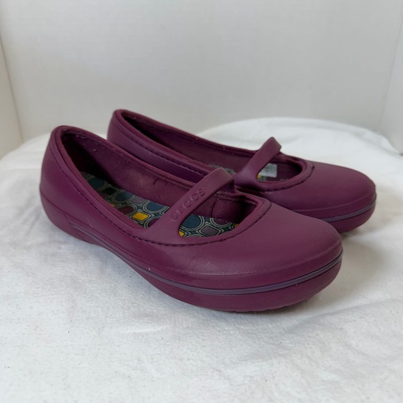CROCS Shoes - Crocs Women's Sz 8 W Mary Jane Flats Purple Flats Shoes Casual